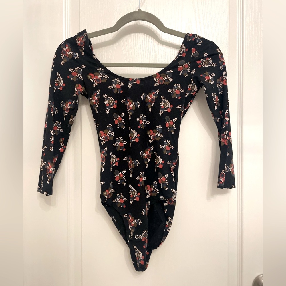 Excellent Condition Black Floral Bodysuit